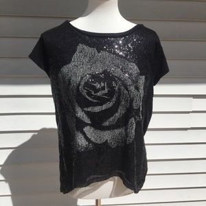 Dress Barn sequin top floral rose